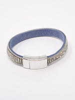 Crystal Trimmed Magnetic Cuff Bracelet Blue - Franklins