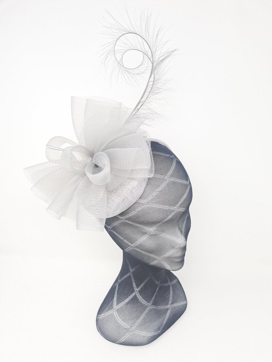 Dark Silver Net & Feather Fascinator - Franklins