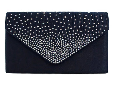 Deep Navy Diamante Overlay Clutch Bag - Franklins