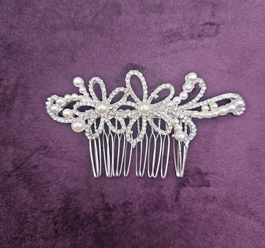 Diamanté & Pearl Floral Bridal Hair Comb - Franklins