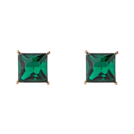 D&X Emerald Green Square Diamanté Stud Earrings - Franklins