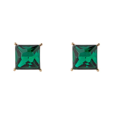 D&X Emerald Green Square Diamanté Stud Earrings - Franklins