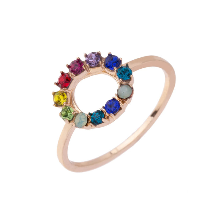D&X Iris Gold Multi-coloured Crystal Ring - Franklins