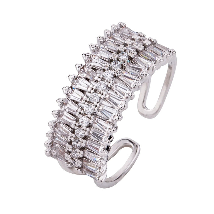 D&X Silver Cubic Zirconia Open Diamante Ring - Franklins