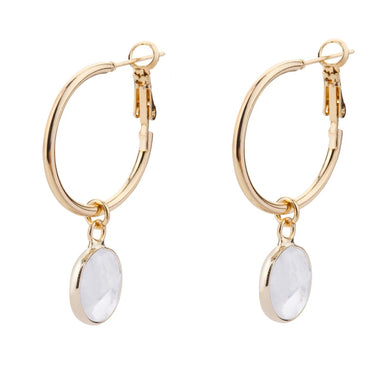 D&X White Moonstone Delicate Gold Hoop Earrings - Franklins