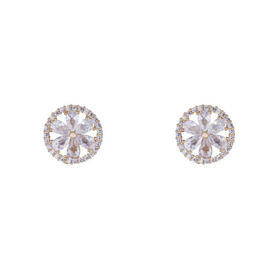 Elizabeth Cubic Zirconia Gold Crystal Clip on Earrings - Franklins