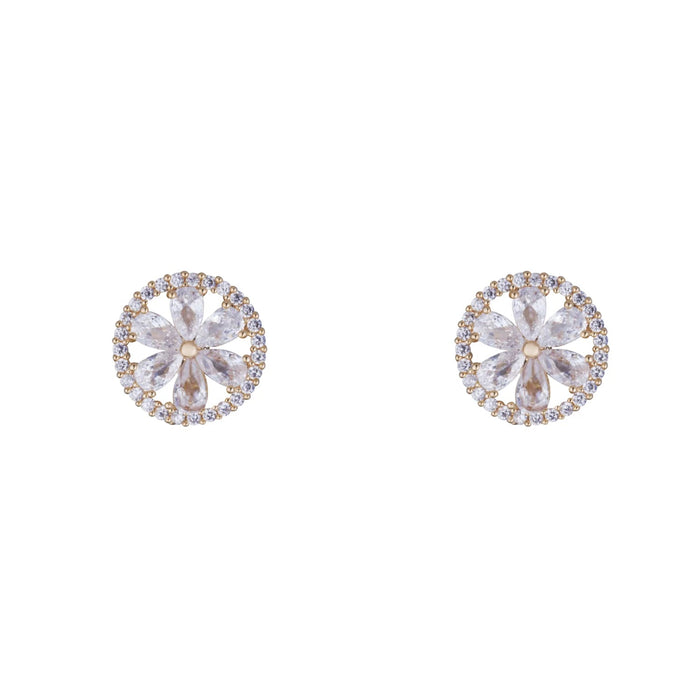 Elizabeth Cubic Zirconia Gold Crystal Clip on Earrings - Franklins