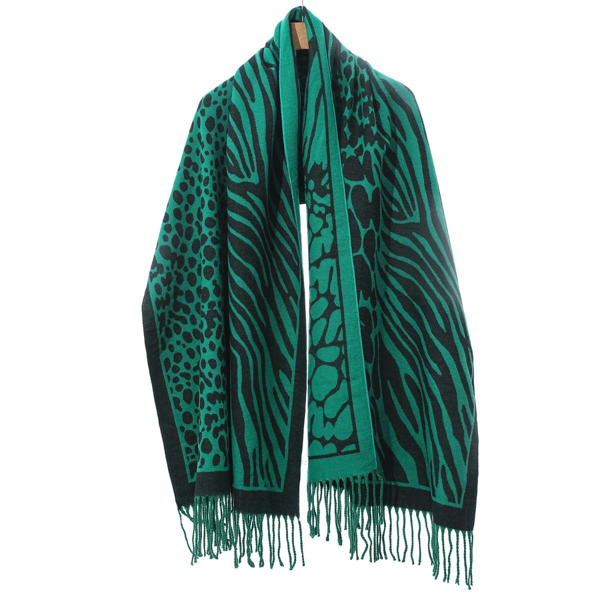 Emerald Green Animal Printed Pashmina Scarf - Franklins