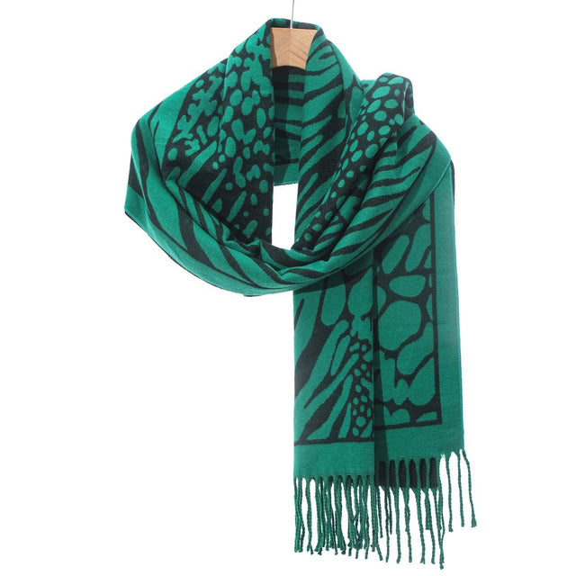 Emerald Green Animal Printed Pashmina Scarf - Franklins