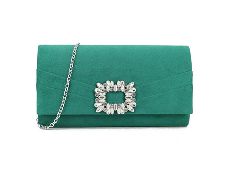 Emerald Green Crystal Embellished Clutch Bag - Franklins