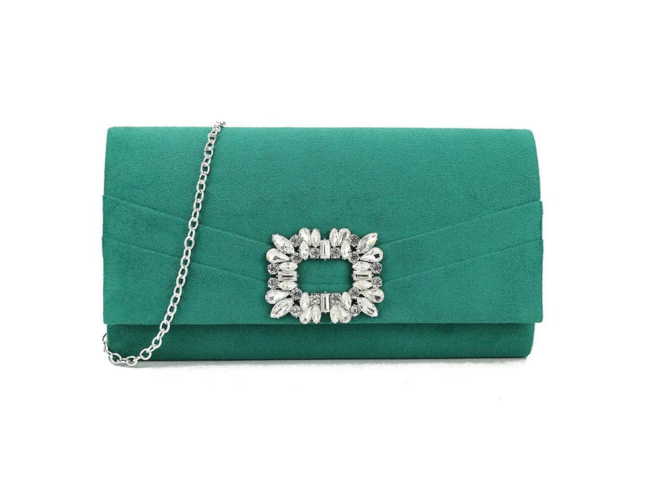 Emerald Green Crystal Embellished Clutch Bag - Franklins