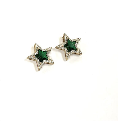 Emerald Green Crystal Star Earrings - Franklins
