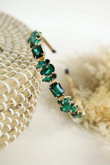 Emerald Green & Gold Crystal Jewelled Hairband - Franklins