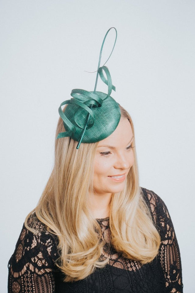 Emerald Green Swirl Pillbox Fascinator - Franklins