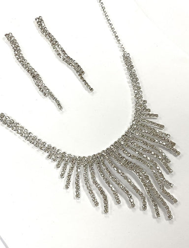 Fashion Diamante Drop Earrings & Necklace Set - Franklins