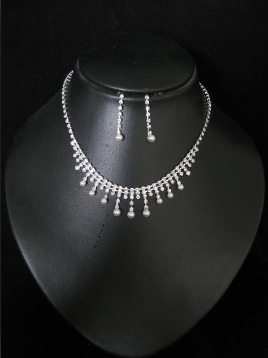Fashion Pearl & Diamante Earring And Necklace Set - Franklins