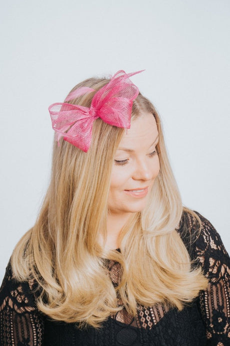 Flamingo Pink Small Sinamay Bow Fascinator - Franklins