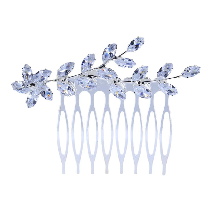 Flower Bud Crystal Clear Diamanté Bridal Hair Comb - Franklins