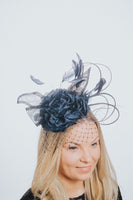 Flower Feather And Net Pillbox Style Fascinator - Franklins