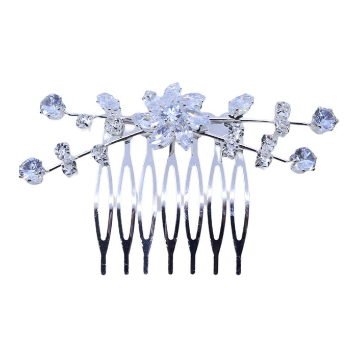 Flower Petal Clear Diamanté Bridal Hair Comb - Franklins