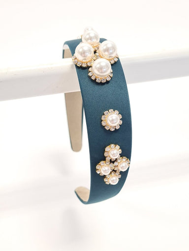 Forest Green Crystal & Pearl Hair Band - Franklins
