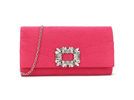 Fuchsia Pink Crystal Embellished Clutch Bag - Franklins
