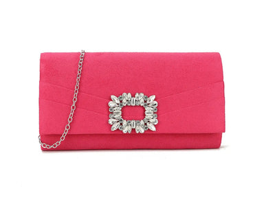 Fuchsia Pink Crystal Embellished Clutch Bag - Franklins