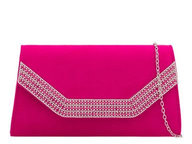Fuchsia Pink Embellished Trim Envelope Clutch Bag - Franklins