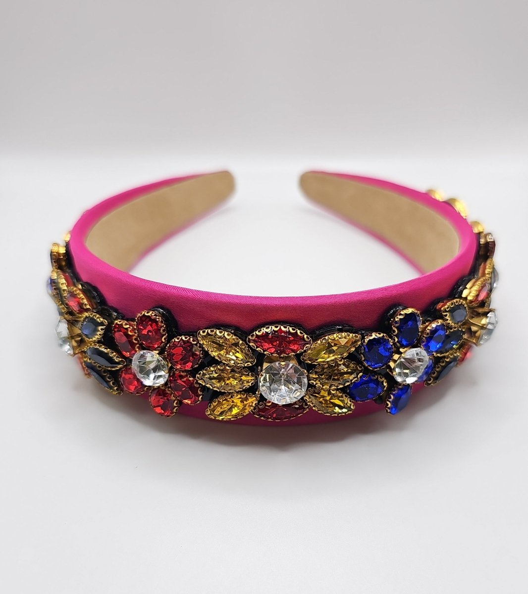 Fuchsia Pink Muti Colour Crystal Chunky Hair Band - Franklins