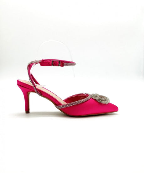 Fuchsia Pink Pointed Toe Mid Heel Bow Shoes - Franklins