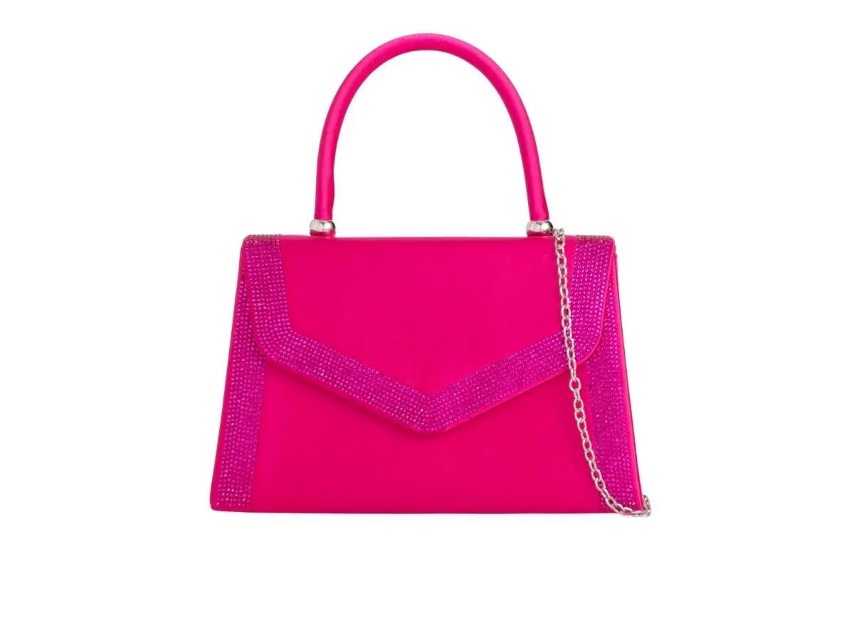 Fuchsia Pink Satin Crystal Trimmed Handbag - Franklins