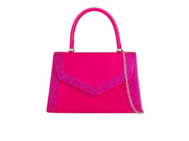Fuchsia Pink Satin Crystal Trimmed Handbag - Franklins