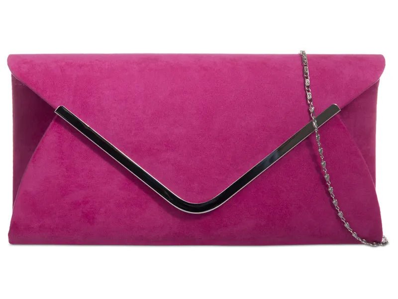 Fuchsia Pink & Silver Trim Clutch Bag - Franklins