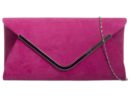 Fuchsia Pink & Silver Trim Clutch Bag - Franklins