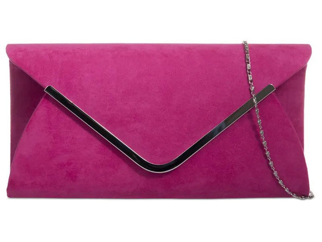 Fuchsia Pink & Silver Trim Clutch Bag - Franklins