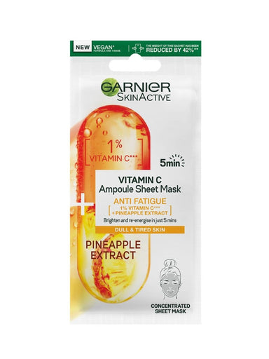 Garnier 1% Vitamin Cg + Pineapple Anti Fatigue Ampoule Sheet Mask - Franklins