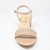 Glamour Adele Blush Rose Diamante Block Heel Sandals - Franklins