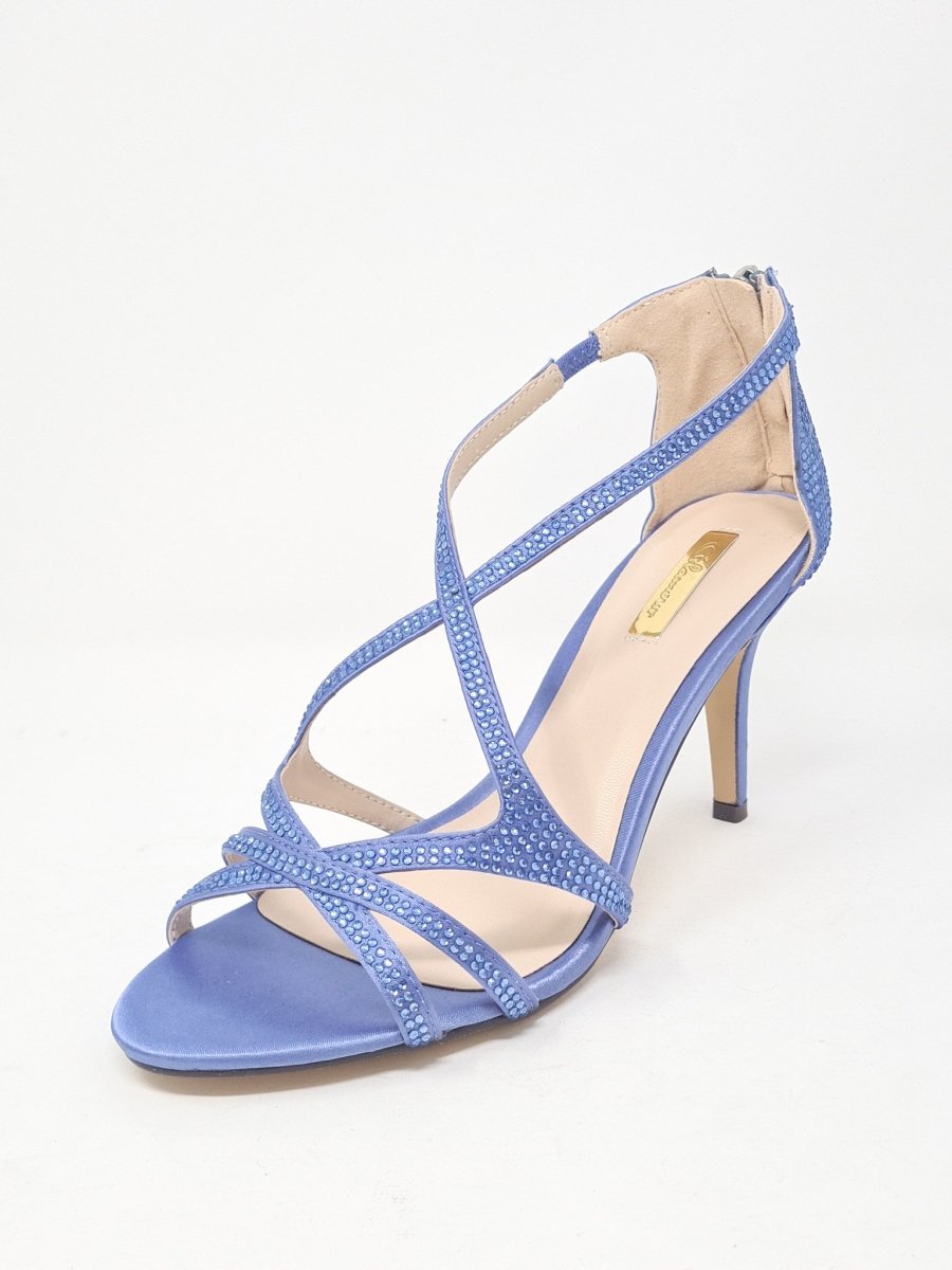 Glamour Bluebell Jewel Mid Heel Sandals - Franklins