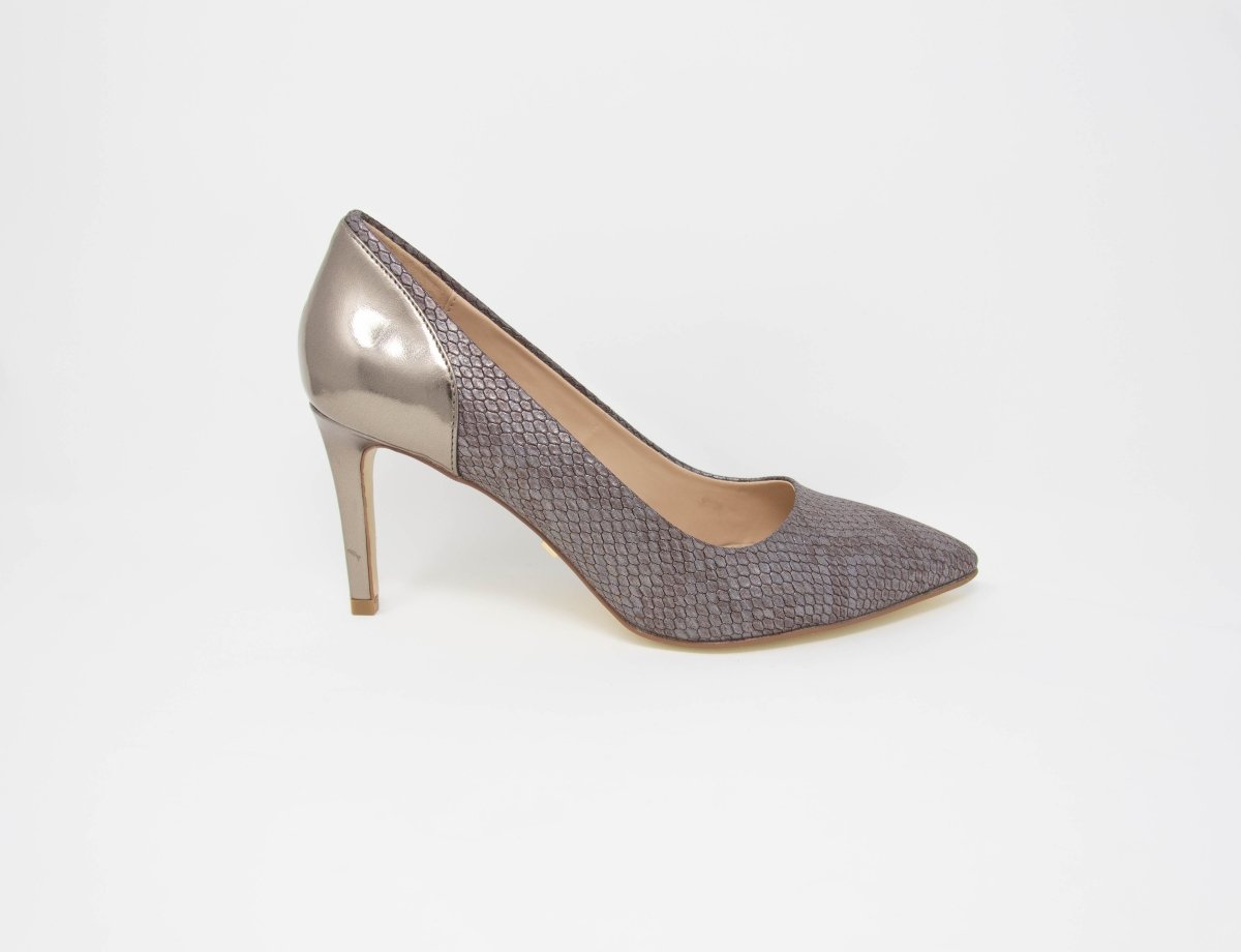 Glamour Cynthia Pewter Pointed Toe Court Shoes - Franklins