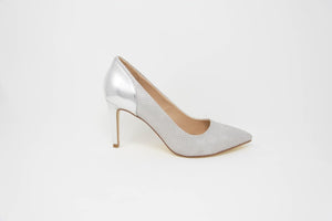 Glamour Cynthia Silver Pointed Toe Court Shoes - Franklins