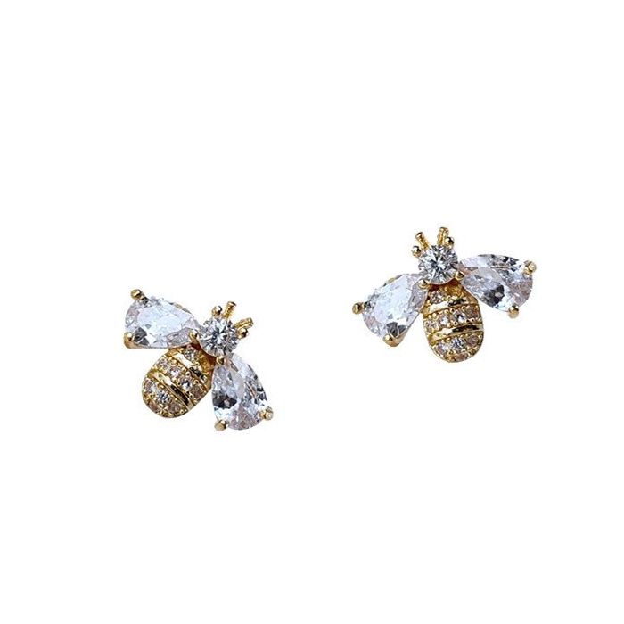 Gold Crystal Bee Stud Earrings - Franklins
