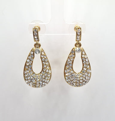 Gold Crystal Diamante Pendant Drop Earrings - Franklins