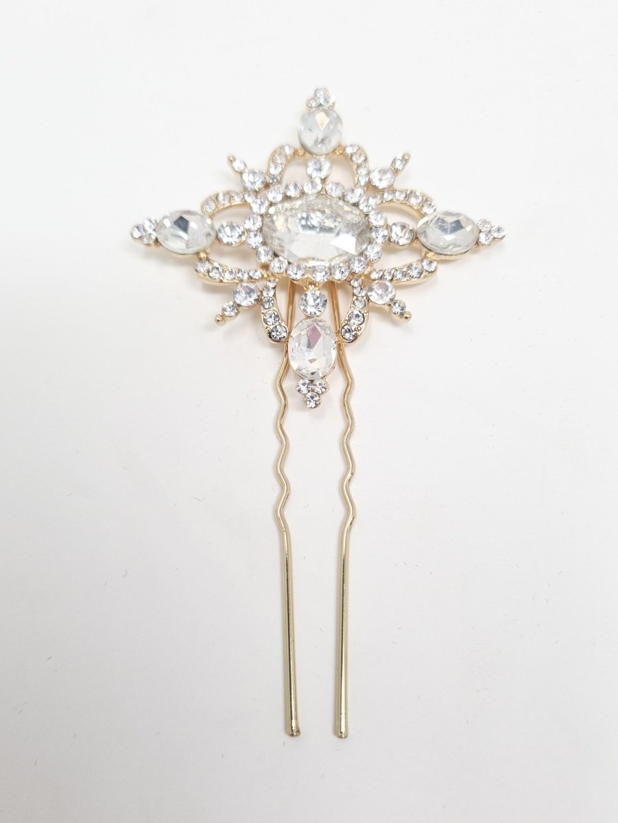 Gold Crystal Diamanté Vintage Style Hair Pin - Franklins