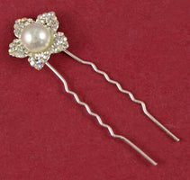Gold Crystal & Pearl Flower Hair Pins (2PK) - Franklins