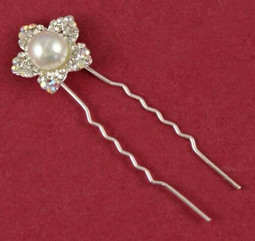 Gold Crystal & Pearl Flower Hair Pins (2PK) - Franklins