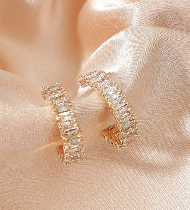 Gold Diamante Crystal Cuff Earrings - Franklins