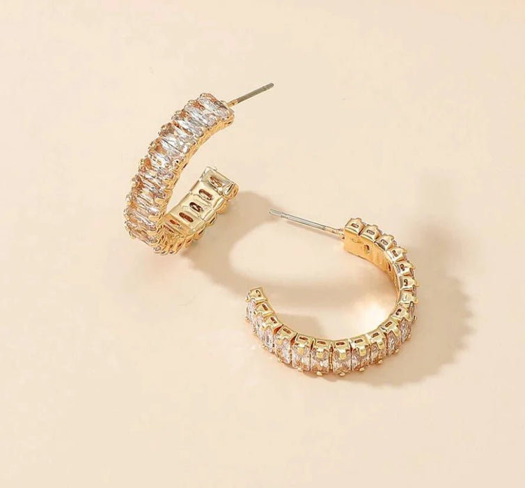 Gold Diamante Crystal Cuff Earrings - Franklins