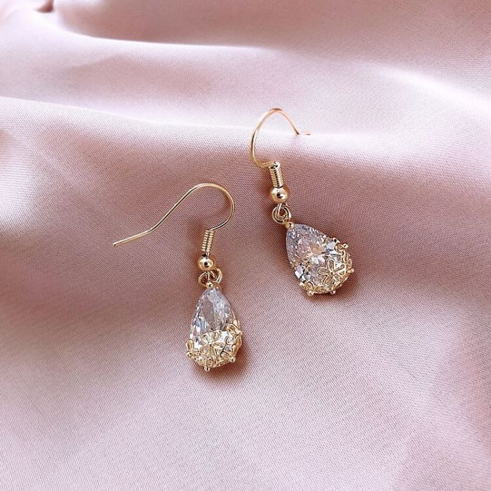 Gold Diamante Crystal Flower Drop Earrings - Franklins