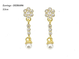 Gold Diamante Crystal Flower Drop Earrings - Franklins