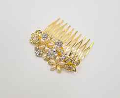 Gold Diamante & Pearl Hair Comb - Franklins